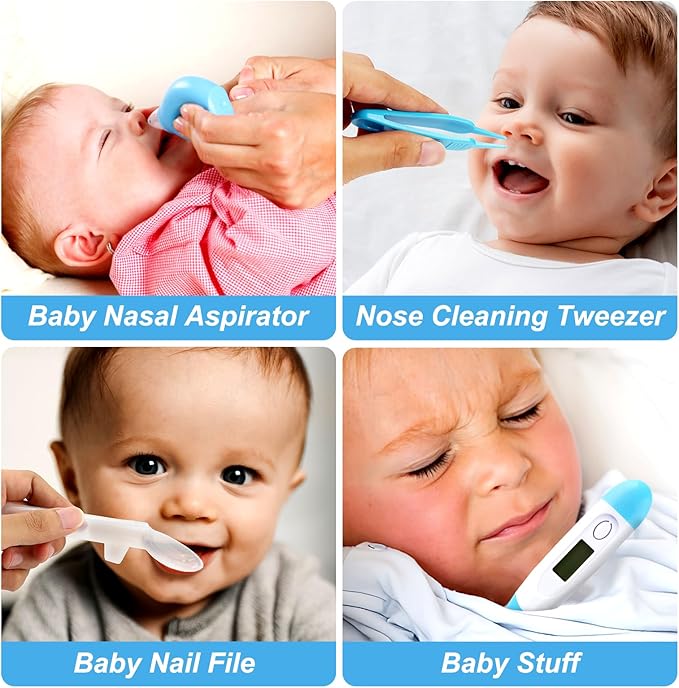 Baby Grooming Kit, Infant Safety Care Set with Hair Brush Comb Nail Clipper Nasal Aspirator,Baby Essentials Kit for Newborn Girls Boys