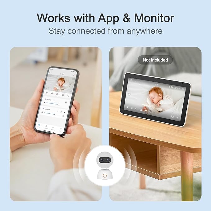 Simsky Smart Baby Monitor with 2×4MP Camera, 6X Optical Quality Zoom, 32GB Local Storage, AI Tracking, Intelligence Detection, Pan-Tilt-Zoom, Add-on Camera Monitor