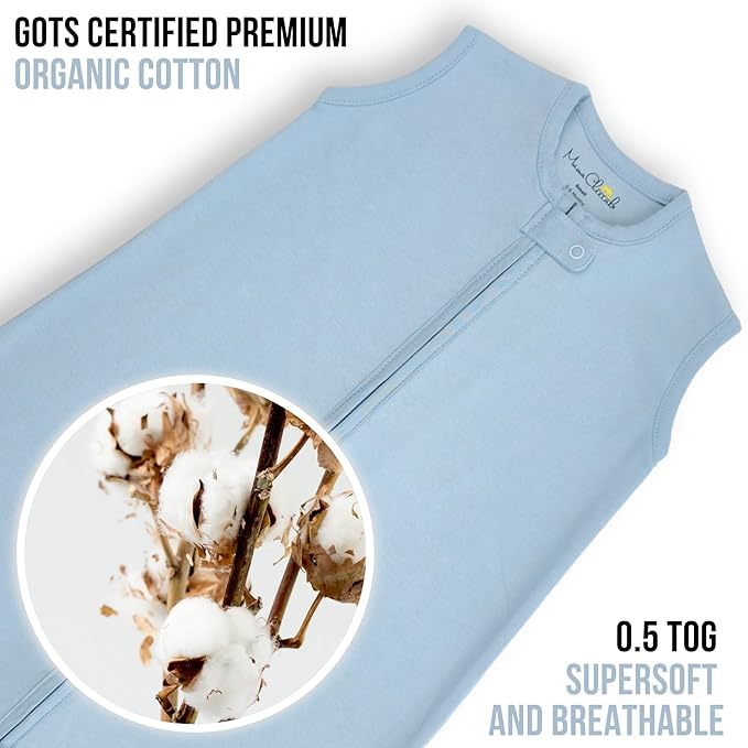 Mama Cheetah Baby Sleep Sack 0.5 TOG, Organic Cotton Baby Wearable Blanket with Two-Way Zipper, Swaddle Transition Baby Sleeping Bag for Newborn Infant Toddler Boy Girl, 6-12 Months