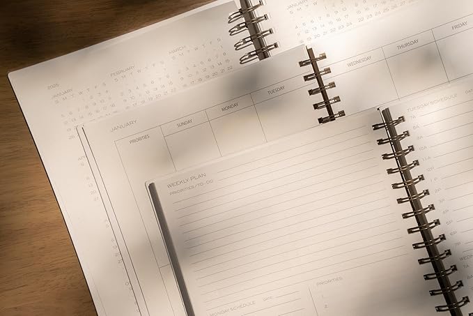 Anecdote Planner 2026 (8.5" x 10") Spiral Notebook - 2026 Daily Planner Weekly and Monthly - Features a Library Buckram Cover, Brass and A4 Size Bleed-Resistant Paper - Organize All 52 Weeks. Start Anytime – Black