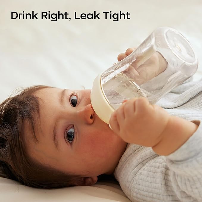 Bc babycare Sippy Cup Learner for 6+ Month Old with Nipples & Handles, Spill Proof Sippy Cup, Weighted Straw Toddler Cups, Anti-Choking Baby Cups 1 Pack,Blue