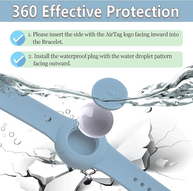 Waterproof Bracelet for AirTag Kids, Personalized Initial Letter Hidden Holder Compatible with Air Tag, Silicone Case for Airtag Adjustable Anti-Lost GPS Tracker for Toddler Child Elder, L