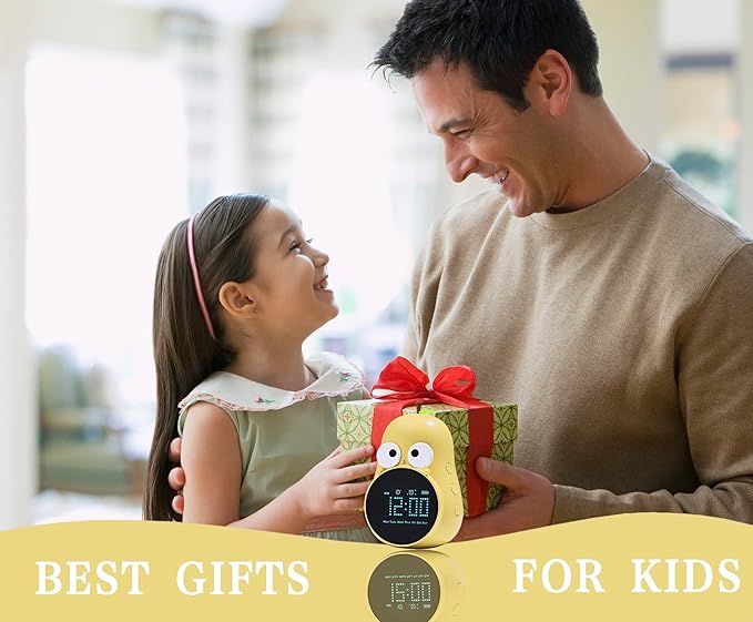 Kids Alarm Clock for Girls Pear Alarm Clock with Snooze Toddler Sleep Training Clock for Bedroom Home Office(Yellow)