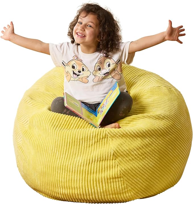 Bean Bag Chairs Teardrop Bean Bag Chair Beanbag Chair with Memory Foam Filled Machine Washable Cover for Living Room, Bedroom (Small,Yellow)