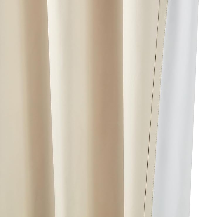 Amazon Basics Room Darkening Blackout Window Curtains 2 Panels with Grommets, for Living Room and Bedroom, 52 x 84 inches, Beige