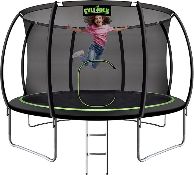 Trampoline for Kids, Heavy Duty Recreational Trampolines Toddler Trampoline with Enclosure Net Ladder Indoor Outdoor Trampoline CPC Approved