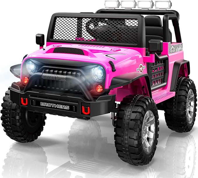 L8 2 Seater Ride On Car, 12V Kids Electric Car w/Remote Control, 4-Wheel Suspension, Bluetooth Speaker, Multi Music Modes, 3 Speeds, LED Lights, Xmas & Birthday Gift Ideas for Kids Ages 3+