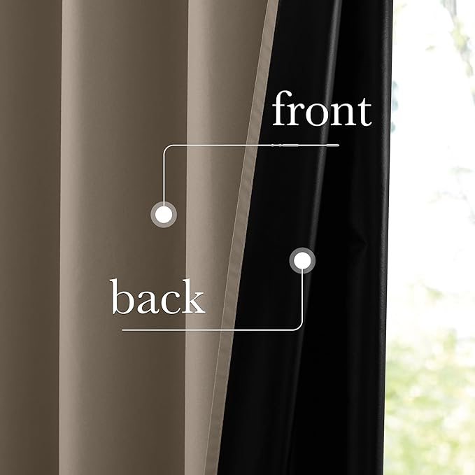 NICETOWN 100% Blackout Tan Curtains for Travel, Grommet Lightweight Portable Window Treatments Thermal Curtains Easy to Install for Living Room/Bedroom, W52 x L72, 2 Panels