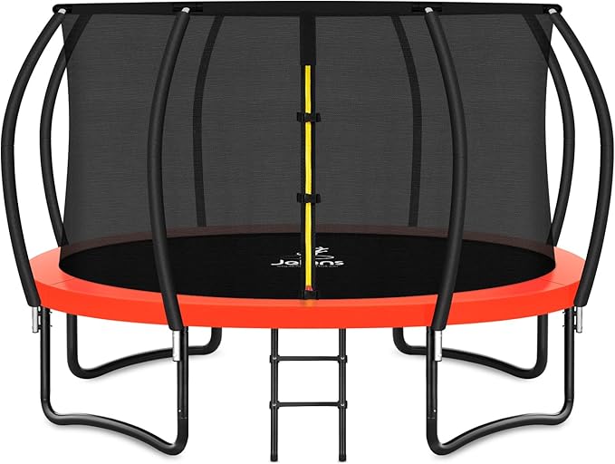 Trampoline 8FT 10FT 12FT 14FT 16FT, Recreational Trampolines with Enclosure Net and Ladder, Outdoor Anti-Rust Trampolines for Kids and Adults, ASTM Approved