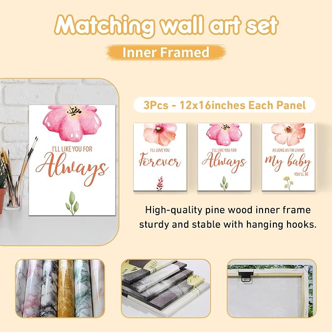 Custom Baby Bedding Set - 5 Pcs Customized Nursery Bedding Set with Name - Comfortable Double Layer Crib Sets for Girls Boys - Personalized Gifts for Toddler Infant New Parents - Orange Flowers