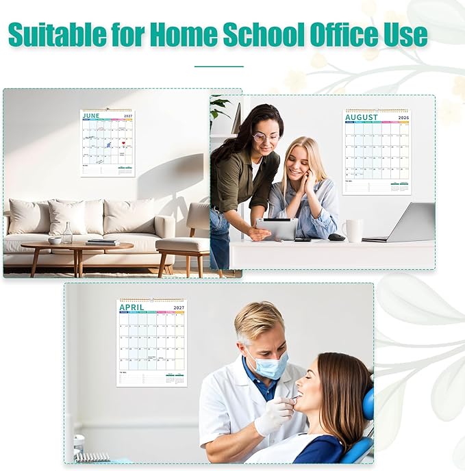 Wall Calendar 2026-2027, 18 Month Calendar from January 2026 to June 2027 14.5" x 11.8" Large Desk Calendar with Twin-Wire Binding for Home Office Planning Personal Organisers, Colorful Block