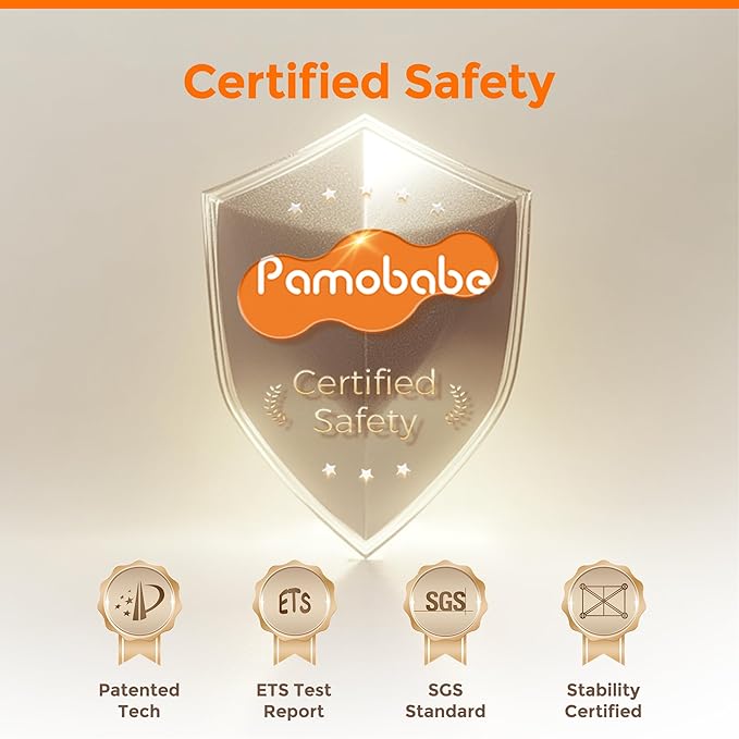 Pamo Babe 1-Second Setup 4-in-1 Playard for Babies - Heavy-Duty Steel Frame for Safe Sleep Space, Portable Crib with Changing Table, Locking Wheels, Breathable Mesh