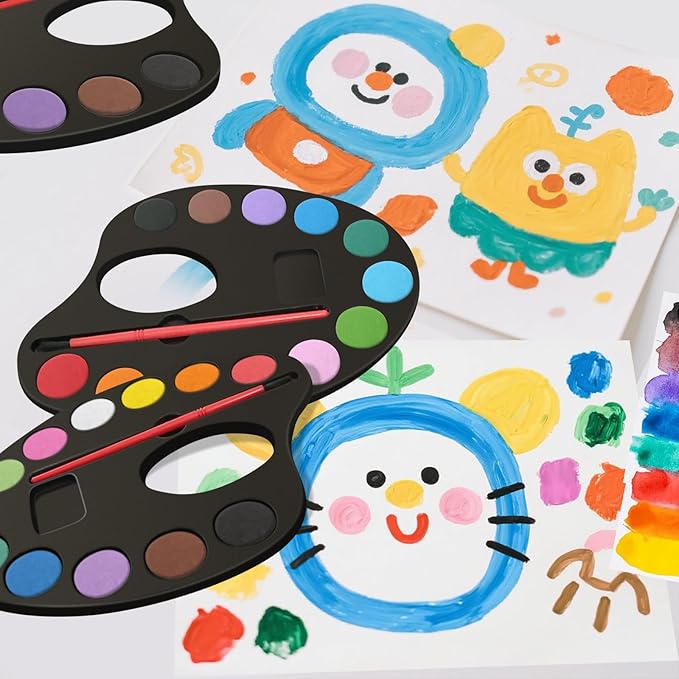 24 Pack Watercolor Paint Set Bulk, with 12 Vibrant Colors and 24 Brushes, Washable Water Color Paint Sets for Kids and Adults, Ideal Gift for Art Party Favors, School Classroom Supplies