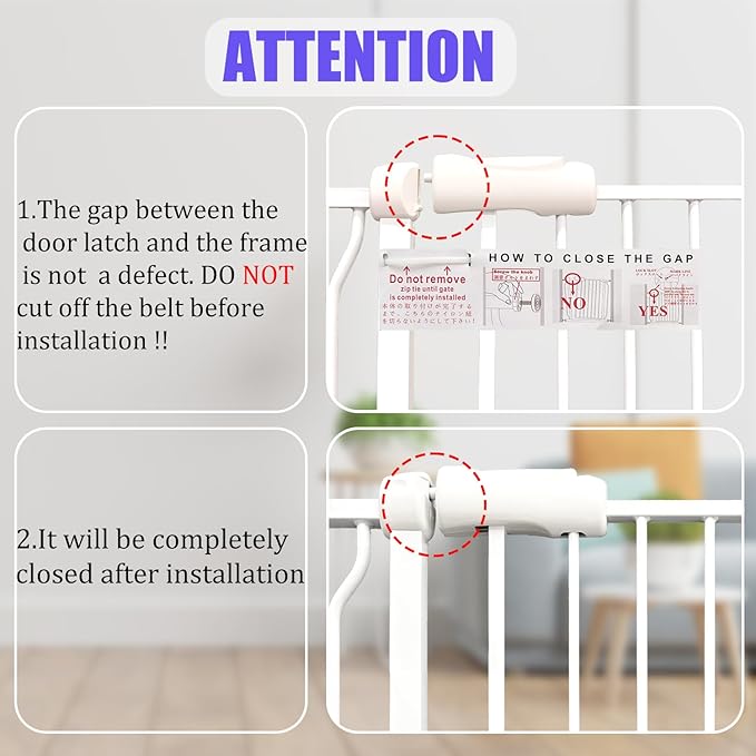 Extra Wide Baby Gate 48-53 Inch, Tension Mounted No Drilling, Pressure Mounted Indoor Safety Gate for Stairs & Doorways - Metal Design for Kids and Pets, White