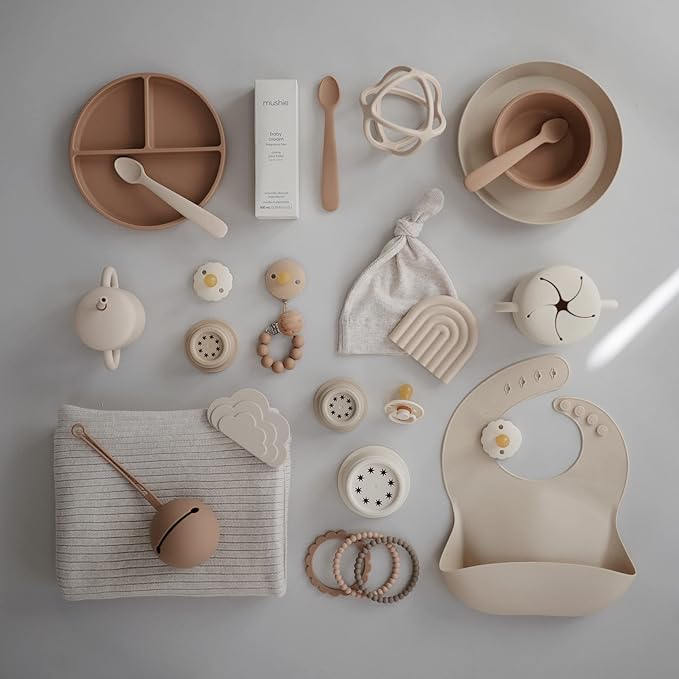 mushie Round Dinnerware Plates for Kids | Made in Denmark, Set of 2 (Vanilla)