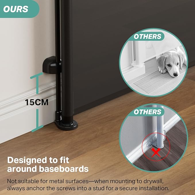 Cumbor 76" Extra Wide Retractable Gates for Stairs, Mesh Dog Gate for The House, 34" Tall Extra Wide Pet Gate for Dogs, Long Safety Gates for Doorways, Hallways, Indoor/Outdoor(Black)