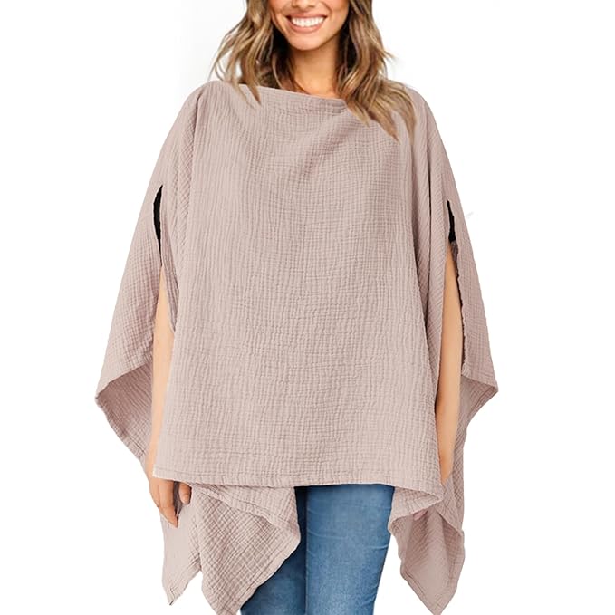 Konssy Muslin Nursing Cover for Breastfeeding, 360° Full Privacy Breathable 100% Cotton Breastfeeding Cover, Multi-use