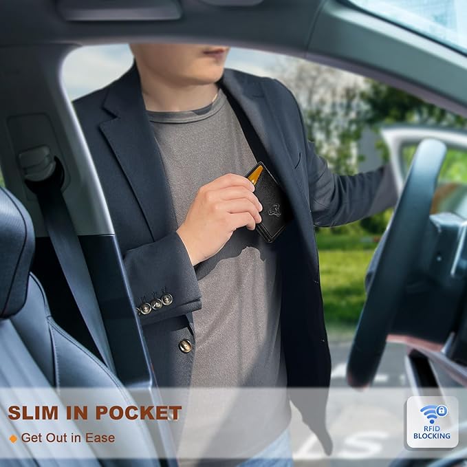 BULLIANT Men Wallet,Money Clip Wallet Slim For Gift Men 9Cards-Metal Credit Card Case in Magnetic Leather Flip