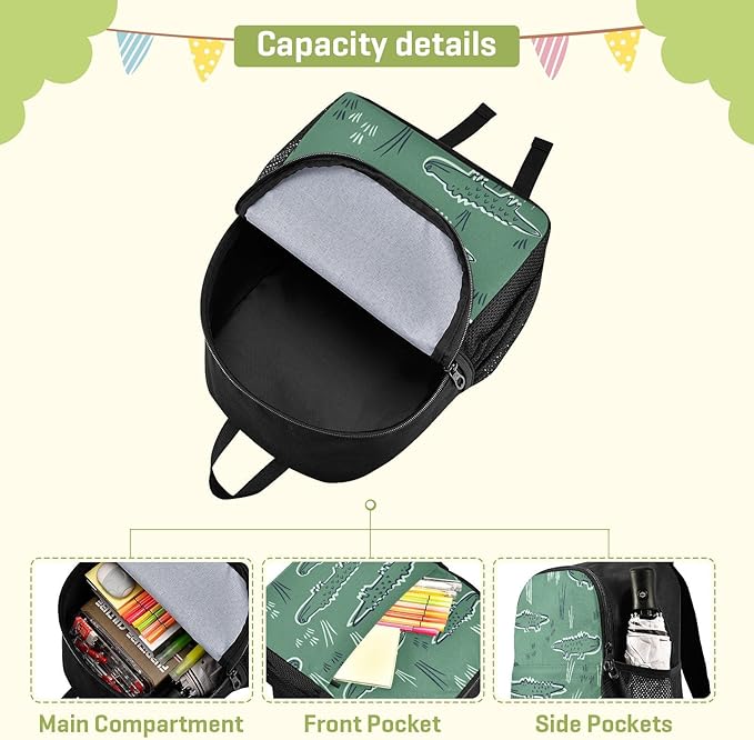 Toddler Backpack Cute Alligator Crocodile Waterproof Mini Backpack Boys/Girls Cute Small Backpack Kindergarten Pre School Bags (S)