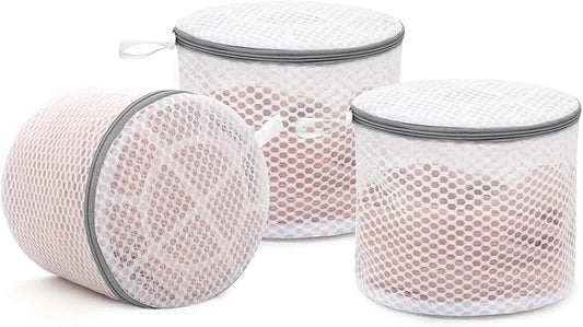 Muchfun 3Pcs Durable Honeycomb Mesh Laundry Bags for Delicates, Lingerie Wash Bag 7 x 7 x 6 Inches