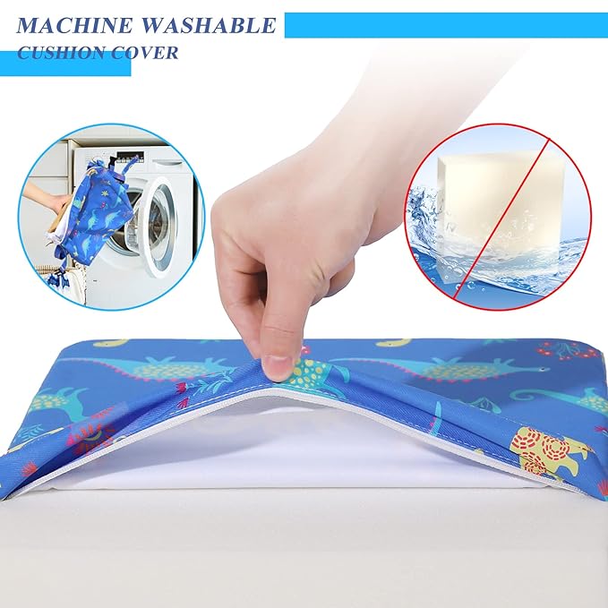 Toddler Booster Seat for Dining Table Cartoon Stronger Support Baby Kids Booster Seat for Dining Table Washable 2 Safer Straps Non-Slip Bottom Portable Increasing Cushion for Travel Home