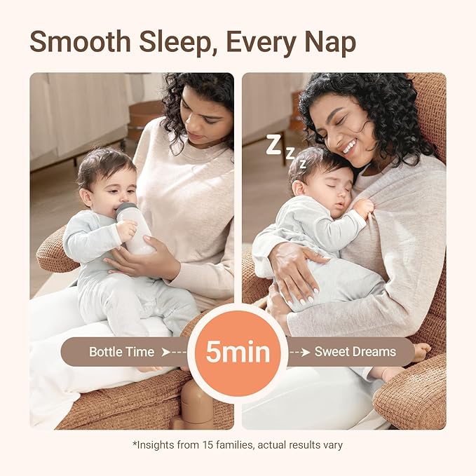 Nursery Swivel Glider Recliner Chair with Adjustable Armrests & Headrest, Rocking Chair Nursery with Removable Cover for Breastfeeding, FSC & Oeko-TEX Certified, Brown