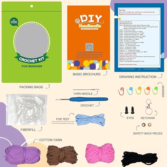 Utook Halloween Crochet Kit for Beginners，Crochet Starter Kits,Crochet Kits for Beginners Adults and Children, with Instructional Videos and Paper Tutorials, Holiday Gifts (Little Devil)