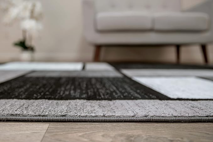 Rugshop Contemporary Modern Boxes for Home Office,Living Room,Bedroom,Kitchen Non-Shedding Area Rug 7' 10" X 10' 2" Gray