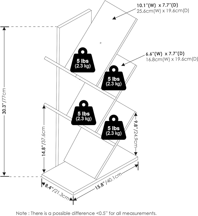 Furinno Tree Bookshelf 5-Tier Floor Standing Tree Bookcase, White