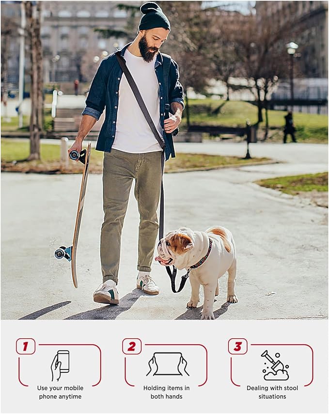 Hands Free Dog Leash, 8.2ft Multifunctional Crossbody Rope with Explosion-Proof Handle and Adjustable Training Hands Free Leash for Medium Dog