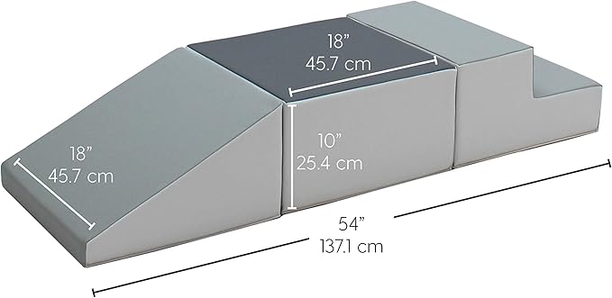 Factory Direct Partners 11618-GYLG SoftScape Toddler Playtime Climber, Indoor Active Play Structure (3-Piece Set) - Gray/Light Gray