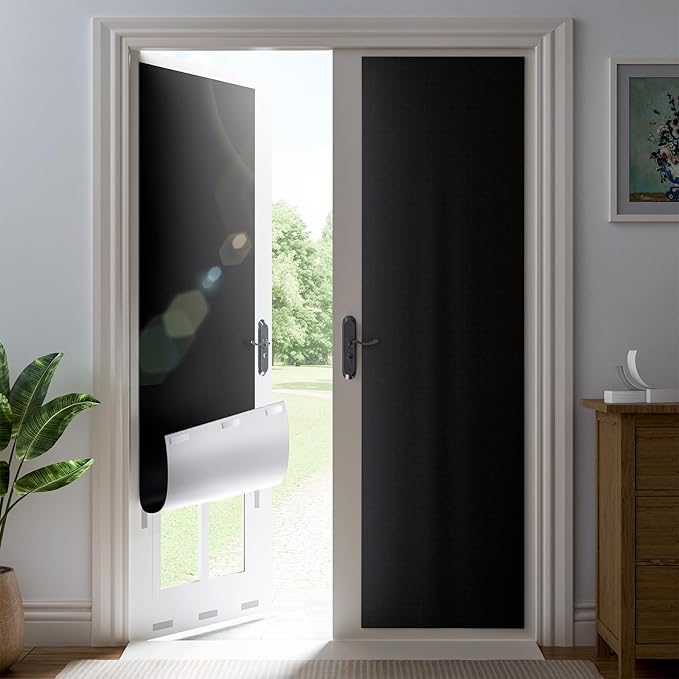 48" W x 84" L 100% Portable Blackout Curtains, Total Darkness No-Drill Black Out Window Cover,Temporary Blackout Shades with Hook & Loop Tape, for Bedroom, Nursery, Dorm, Travel (Black)