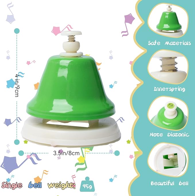 Desk Bells, Rainbow Diatonic Hand Bells for Kids with 17 Songbook & Musical Flash Cards, Toddler Preschool Musical Learning Toys, Boys & Girls Birthday Gift for 3-Year-Old and Over