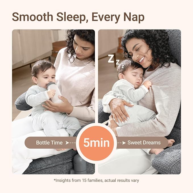 Nursery Swivel Glider Recliner Chair with Adjustable Armrests & Headrest, Rocking Chair Nursery with Removable Cover for Breastfeeding, FSC & Oeko-TEX Certified, Black