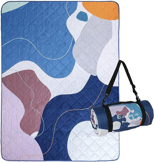 Exclusivo Mezcla Waterproof Picnic Blanket 60x80 Inches Large Multicolor Floral Polyester Sandproof Modern Camping Blanket