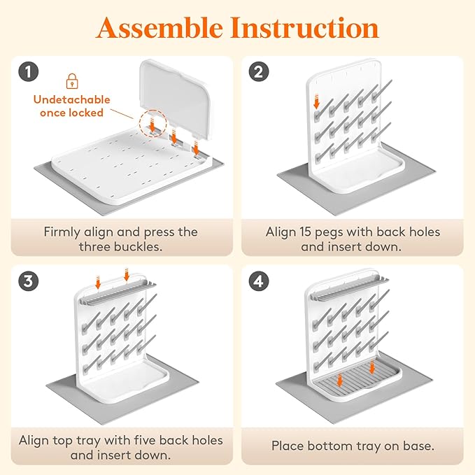 Lifewit Large Baby Bottle Drying Rack with Drain Mat, 15 Hooks Vertical Rack Dryer with Removable Pacifiers Box, Drip Tray, Space Saving Countertop Holder Organizer for Weighted Straws, Pump Parts
