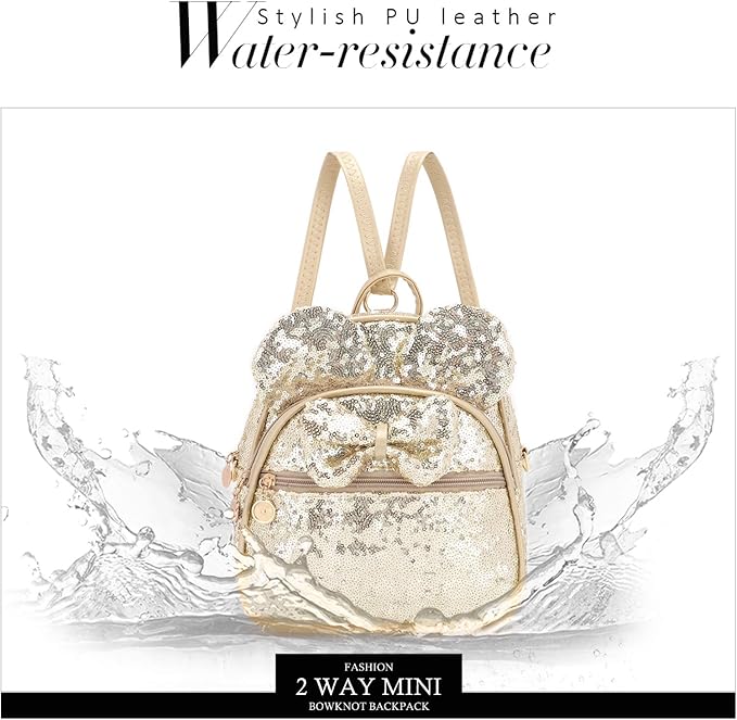 KL928 Girls Bowknot Polka Dot Cute Mini Backpack Small Daypacks Convertible Shoulder Bag Purse for Women