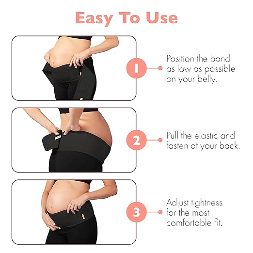AZMED Maternity Belt Back Support - Adjustable Abdominal Binder for Pregnancy - Belly Band for Pelvic, Waist & Lower Back Comfort - Fits Up to 46 Inches - Black