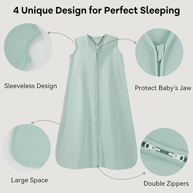 Baby Sleep Sack 12-18 Months 0.5 Tog Wearable Blanket Baby, 3 Pack 100% Cotton Lightweight Sleeping Sack with 2-Way Zipper for Infant Toddler Excavator