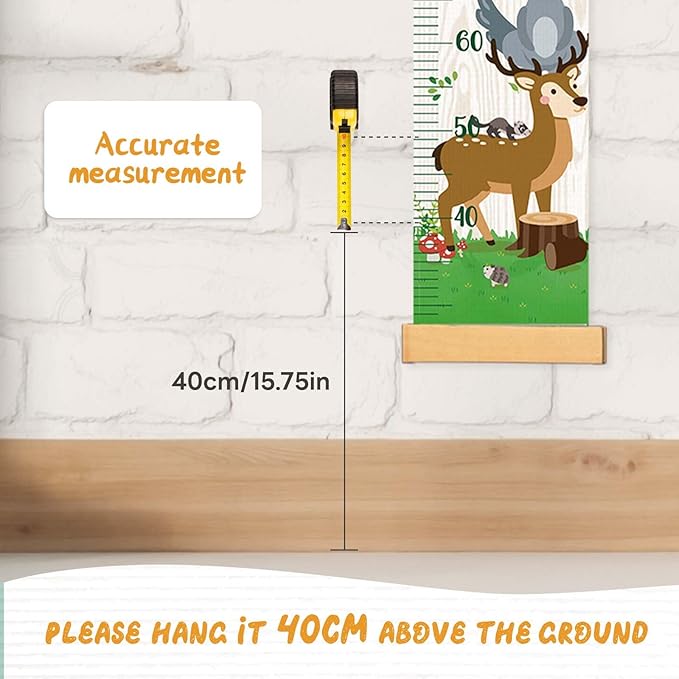 Personalized Name Kids Growth Chart Height Measuring Chart, Zoo Kids Growth & Measuring Chart in Inches, Fun & Stylish Height Tracker for Children, Growth Ruler, Hangable&Waterproof