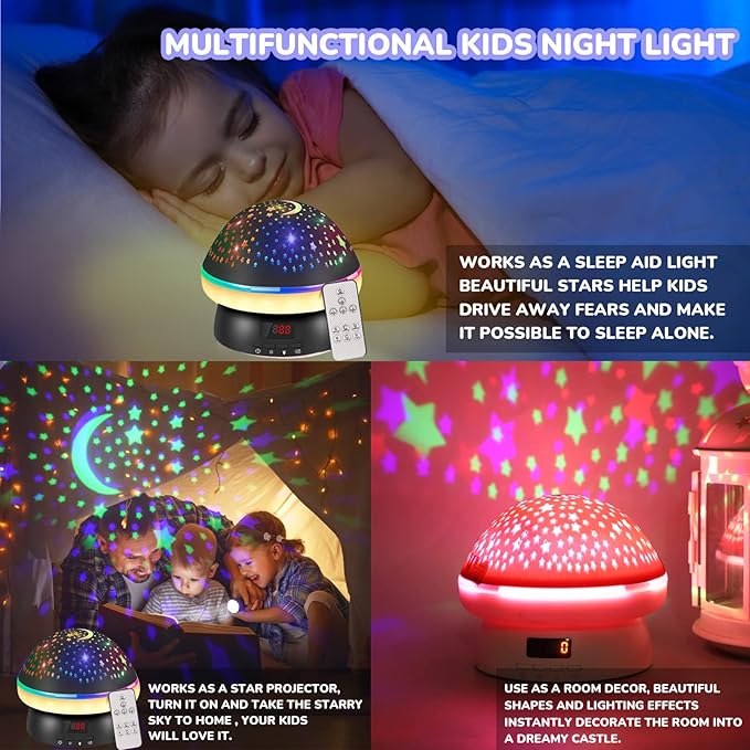 Timer Star Light Projector with Remote Control,Rotation and 16 Colors Projection Lamp and Sleep Light,Christmas Easter Birthday Gifts for Kids, Boys Girls Gifts