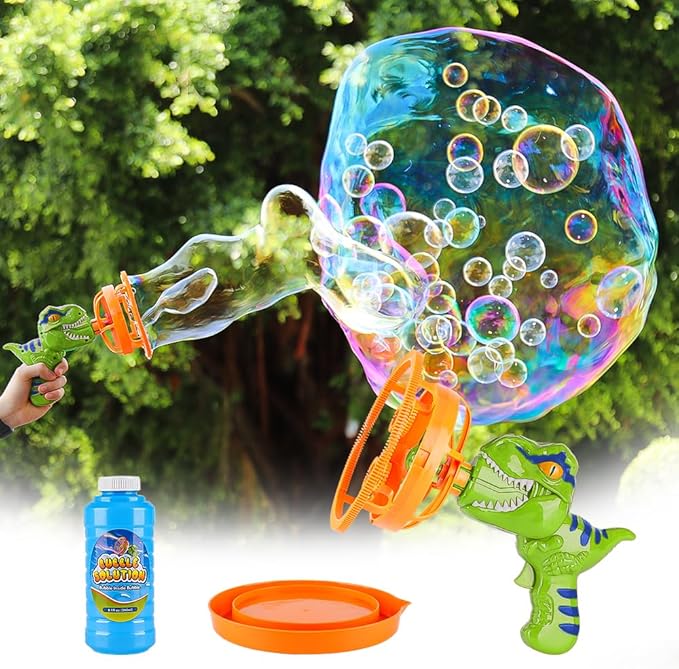 Dinosaur Bubble Blower Bubble Machine Gun for Kids and Toddlers Fun Big Bubble Wand Outdoor Toys for 3 4 5 6 7 8 Years Old Boys and Girls(Green)