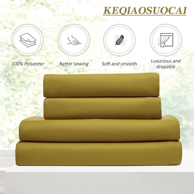 KEQIAOSUOCAI Yellow Pinch Pleated Curtains 108 Inch Length 2 Panels Set Noise Cancelling Window Drapes for Nursery Bedroom Living Room 40x108