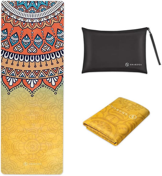 Travel Yoga Mat, Non Slip Exercise Suede Mat with Carry Bag, All-Purpose Fitness Mat with High Density Anti-Tear Surface for Women, Ideal for Pilates Workout (72'' x 24'' x 1.5mm Thick)