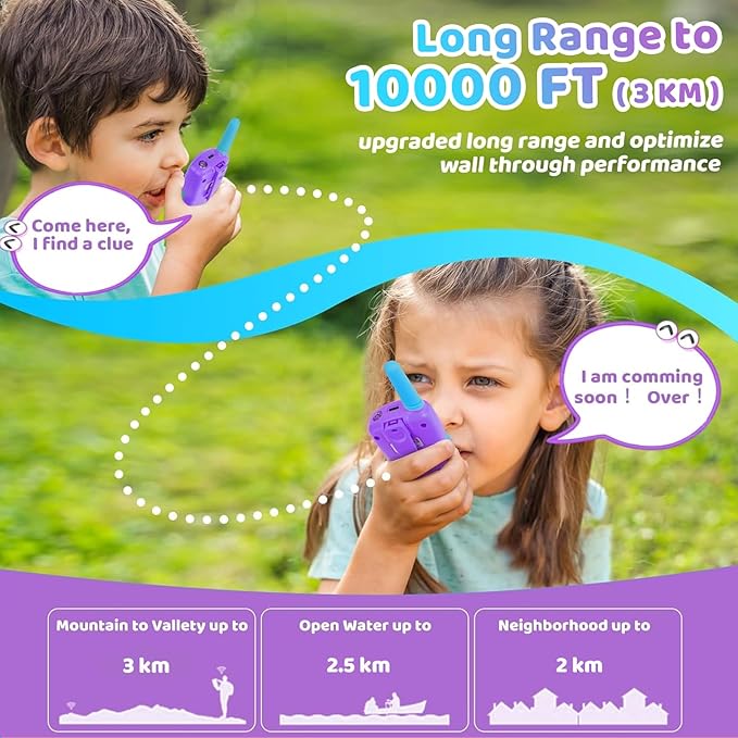 Vvinca Rechargeable Walkie Talkies for Kids 4 Pack, 5-7 Year Old Boy Toys Long Range 22 Channels 2 Way Kids Walkie Talkie with Flashlight for Camping Hiking Indoor Outdoor 3 4 5 6-12 Girl Boy Gift