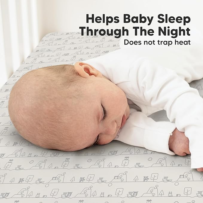KeaBabies 2-Pack Organic Crib Sheets for Boys, Girls - 52x28 Fitted Crib Mattress Sheet Neutral, Breathable Jersey Cotton Cover for Baby Bed, Toddler Mattress, Soft & Cute Prints (KeaPixel)