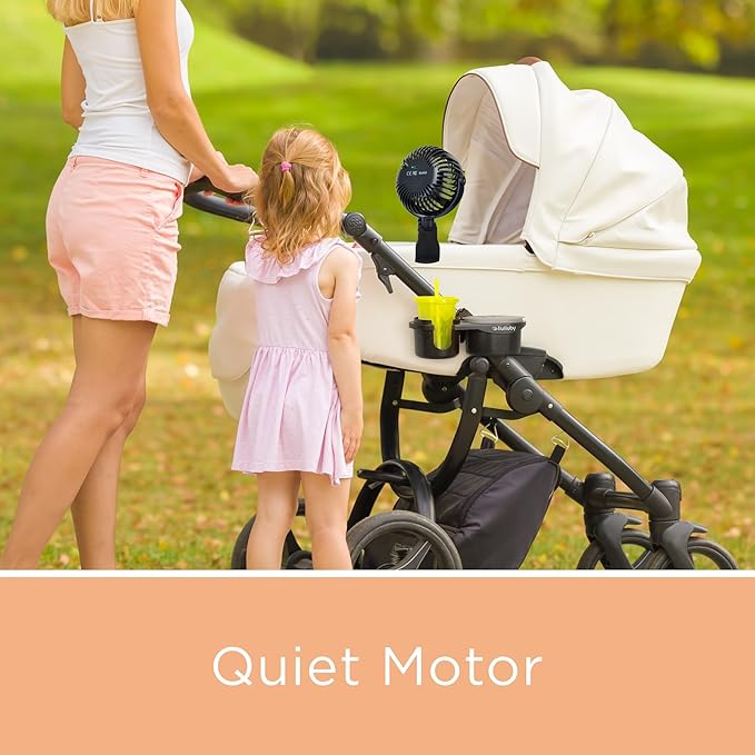 liuliuby Baby Stroller Fan with Clip | Clip On Fan for Baby Car Seat | Portable & Rechargeable with Durable Clamp | Stroller Accessories | Small Cooling USB Chargeable Battery (Jet Black)