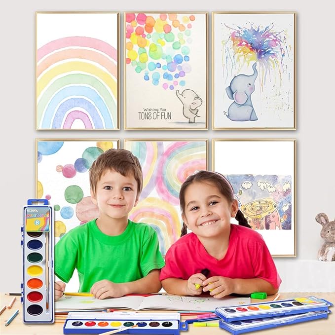 24 Count Watercolor Paints, 8 Colors, Washable, Non-Toxic, Perfect for Kids 3+
