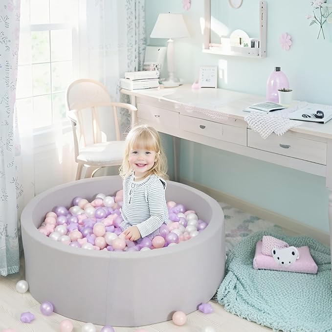 GOGOSO Balls for Ball Pit - Plastic Ball for Toddlers 1-3, Baby Kids Ball Pool Decoration 50 100 200 300 500 1000 (A Purple+Pink+White+Clear, 1000 Balls)