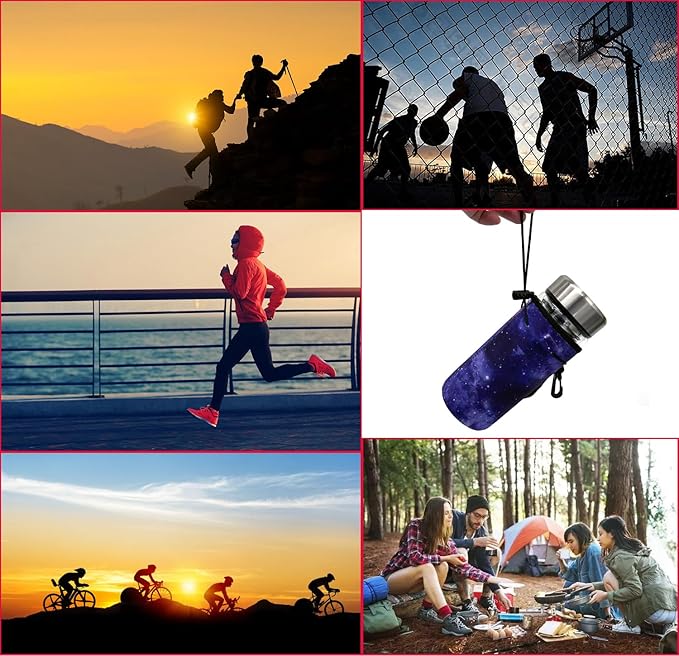 Neoprene Sleeve, Portable Insulator Bottle Cover with Drawstring for 18-20 Oz Water Bottle (Purple)